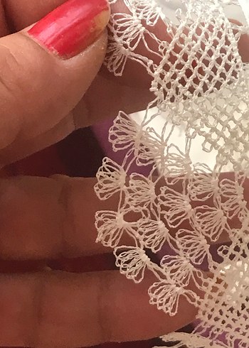 Dantel Detaylı Beyaz Kadın örtü - Görsel 6