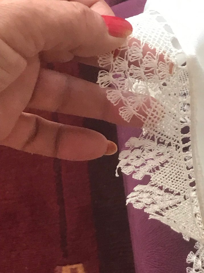 Dantel Detaylı Beyaz Kadın örtü - Görsel 4