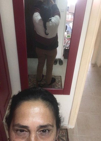 Kahverengi Kadın Kadife boru paça pantolon - Görsel 3