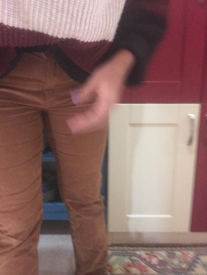 Kahverengi Kadın Kadife boru paça pantolon - Görsel 2