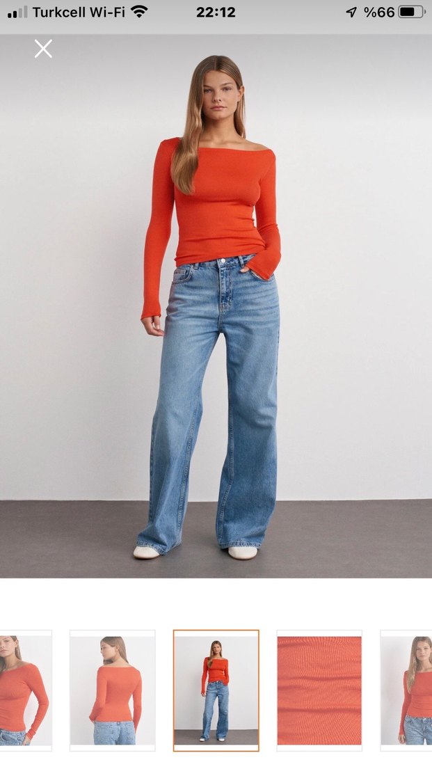 Kadın Kırmızı Kayık yala bluz - Görsel 5