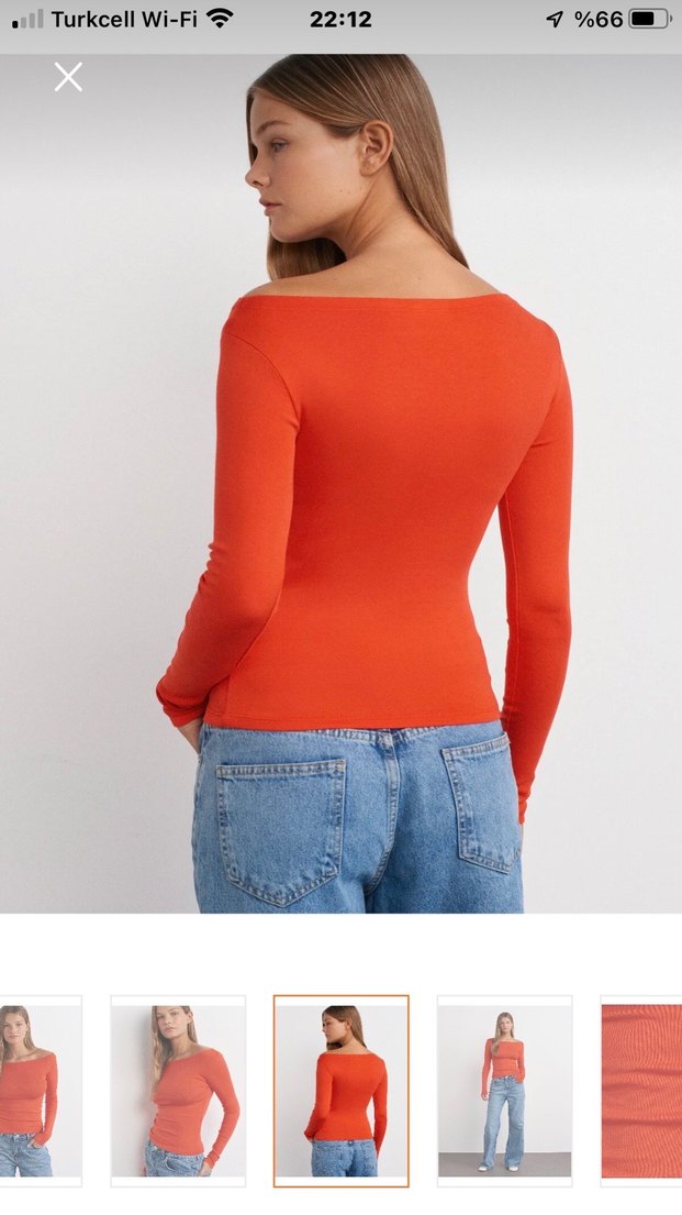 Kadın Kırmızı Kayık yala bluz - Görsel 4