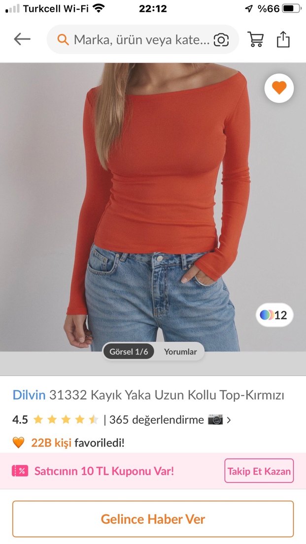 Kadın Kırmızı Kayık yala bluz - Görsel 3