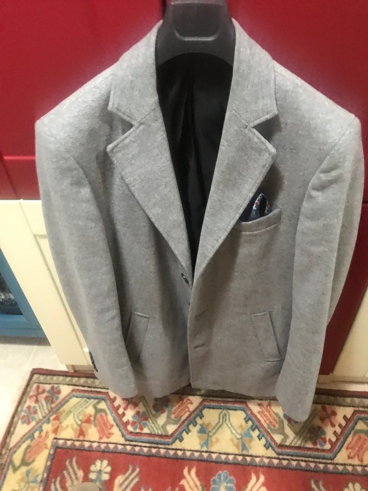 Gri Düğmeli Erkek Midi Ceket - Görsel 2