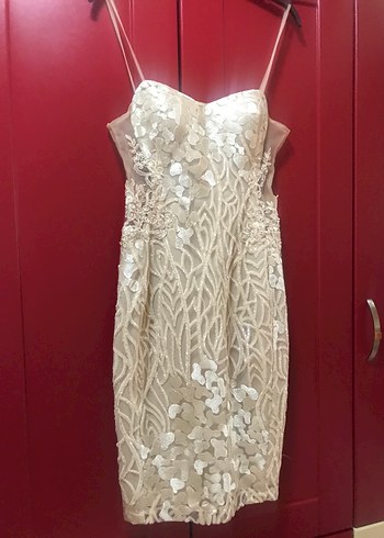 Straplez A Kesim Parlak Bej Gelinlik - Görsel 2