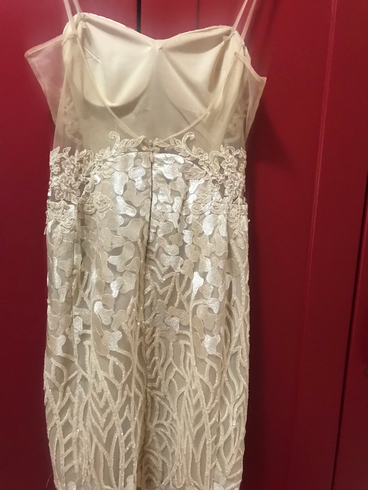 Straplez A Kesim Parlak Bej Gelinlik - Görsel 3