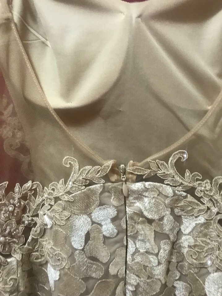 Straplez A Kesim Parlak Bej Gelinlik - Görsel 4