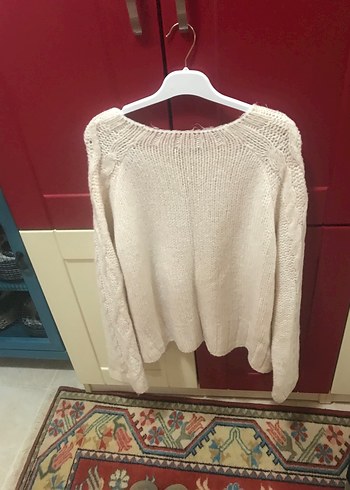 Bej Bohem Örgü Kadın Kazak - Görsel 3