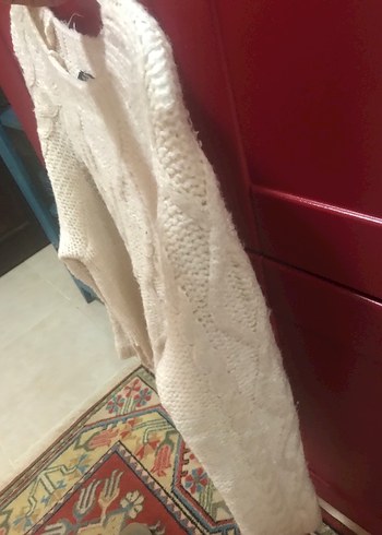 Bej Bohem Örgü Kadın Kazak - Görsel 5