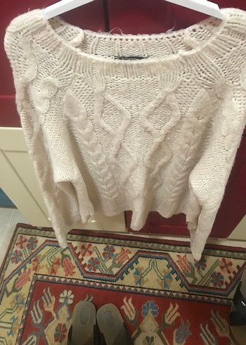 Bej Bohem Örgü Kadın Kazak - Görsel 7