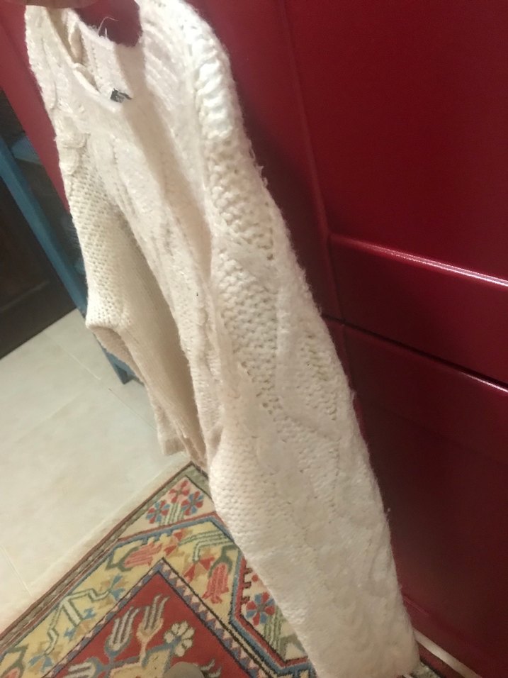 Bej Bohem Örgü Kadın Kazak - Görsel 5