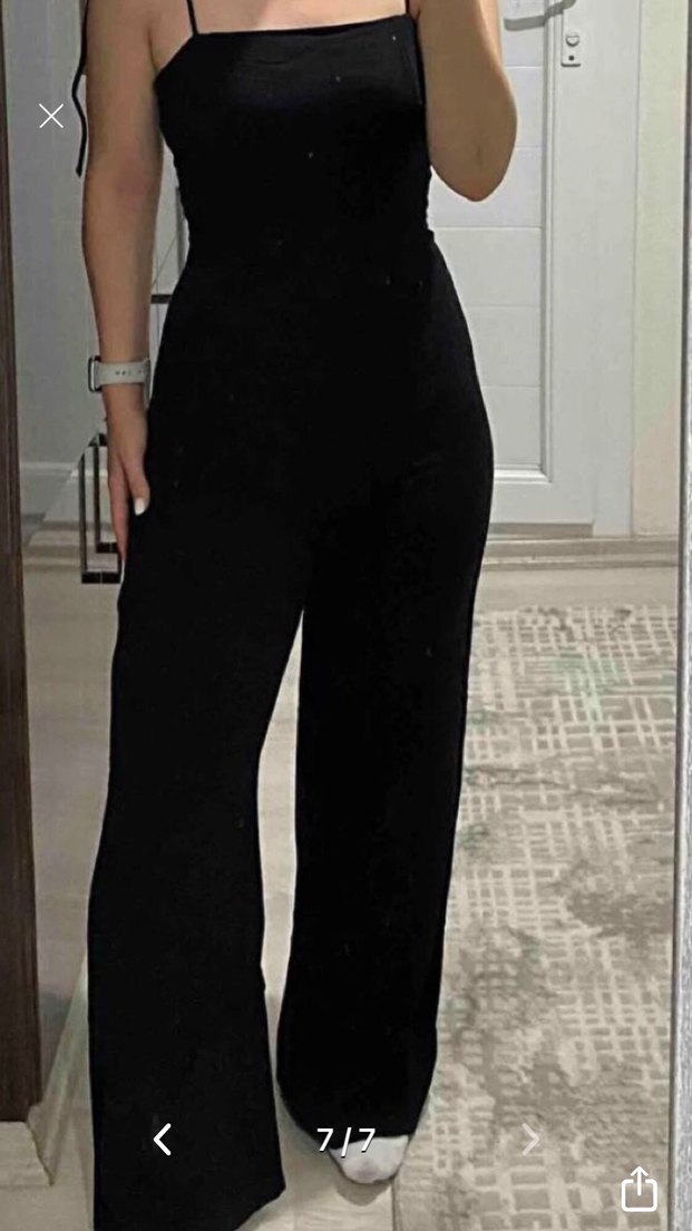 Siyah Askılı Midi Kadın Tulum Stradavus - Görsel 2