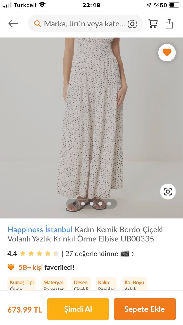 Kemik beyaz minik çiçekli elbise - Görsel 5