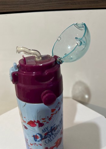 Mor Renkli Frozen Temalı Çocuk Matara - Görsel 3