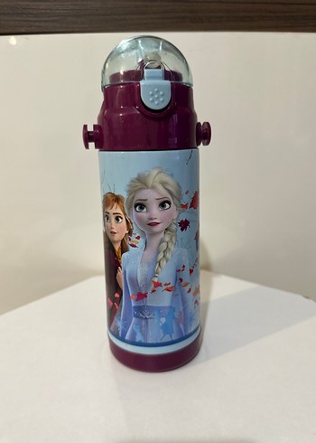 Mor Renkli Frozen Temalı Çocuk Matara - Görsel 2