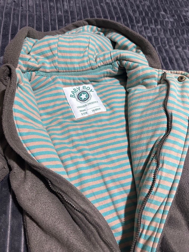 Gri Bebek Peluş Tulum, Ayıcıklı Kapüşonlu - Görsel 5