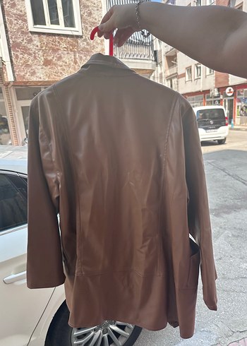 m Beden kahverengi Renk Kahverengi Kadın Deri Midi Ceket