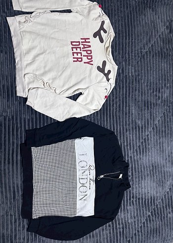 11-12 Yaş Beden Beyaz Baskılı Pamuklu kız çocuk Sweatshirt