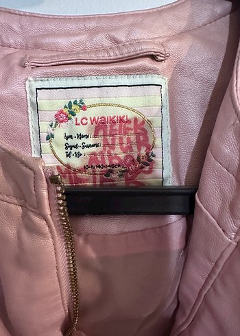 10 Yaş Beden pembe Renk Çocuk Pembe Deri Ceket, Fermuarlı, Sokak Stili