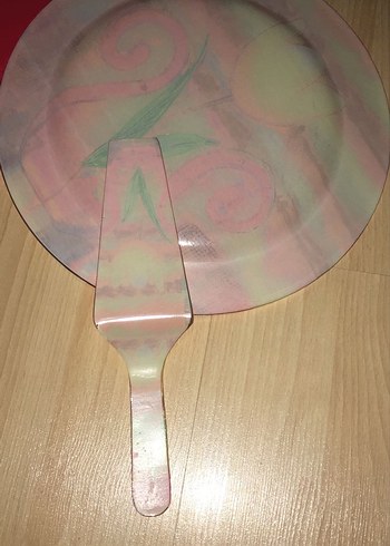 Renkli Baskılı Tabak ve  spatula - Görsel 4