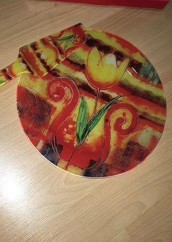 Renkli Baskılı Tabak ve  spatula - Görsel 2