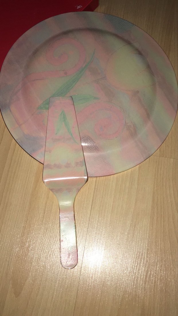 Renkli Baskılı Tabak ve  spatula - Görsel 4