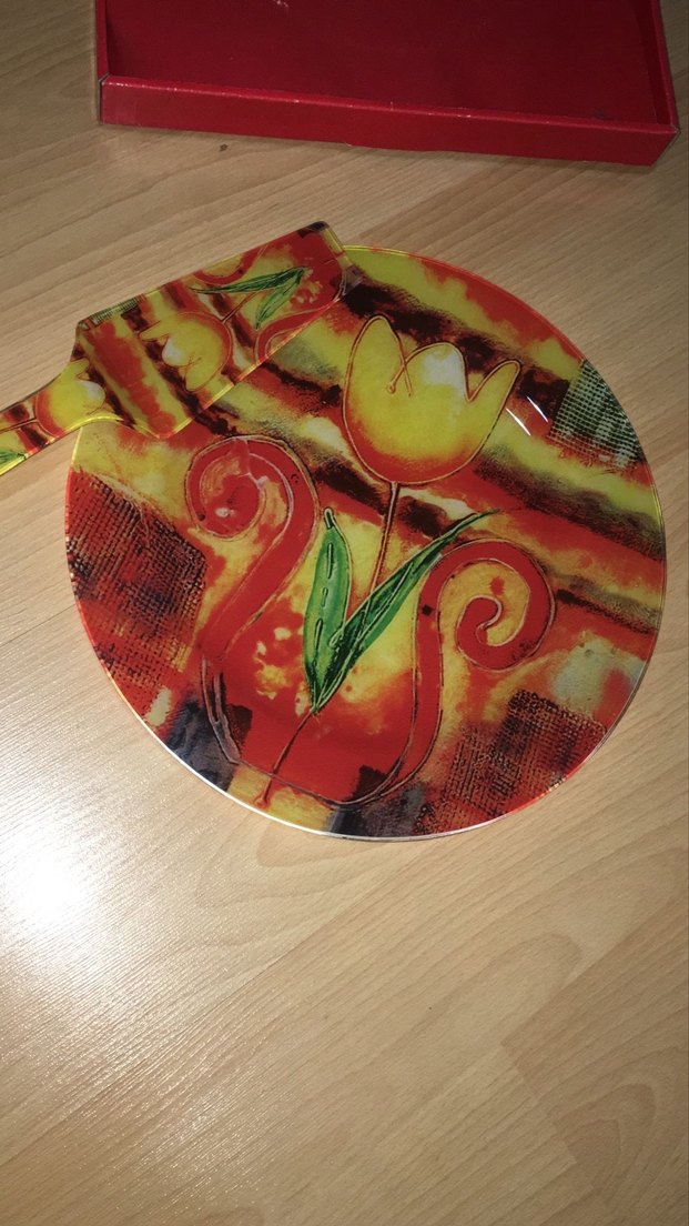 Renkli Baskılı Tabak ve  spatula - Görsel 2