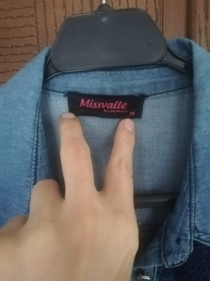 Uzun Mavi Kadın Kot Ceket Nakışlı - Görsel 3