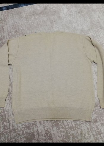 Krem Beyaz Triko Erkek Kazak - Görsel 3