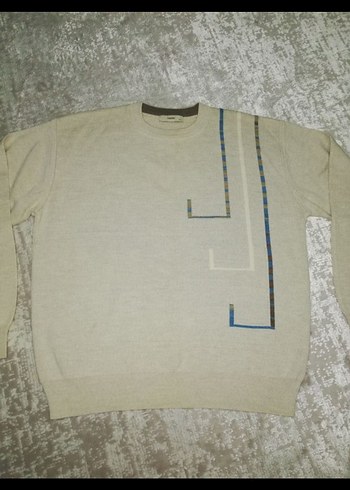 Krem Beyaz Triko Erkek Kazak - Görsel 2