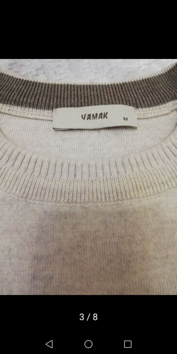 Krem Beyaz Triko Erkek Kazak - Görsel 4