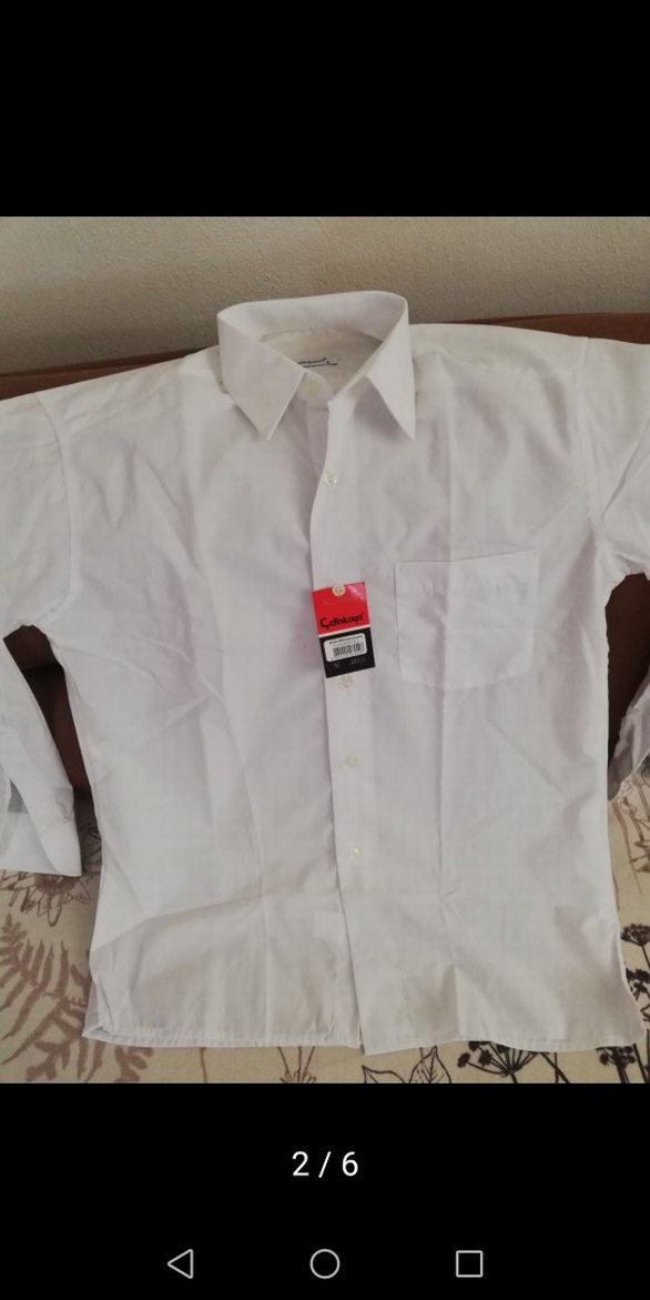 Beyaz Pamuklu uzun Kollu Erkek Gömlek - Görsel 2