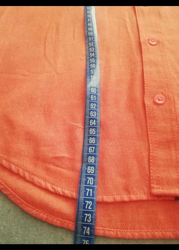 Turuncu Düğmeli Uzun Kollu Erkek Gömlek - Görsel 6