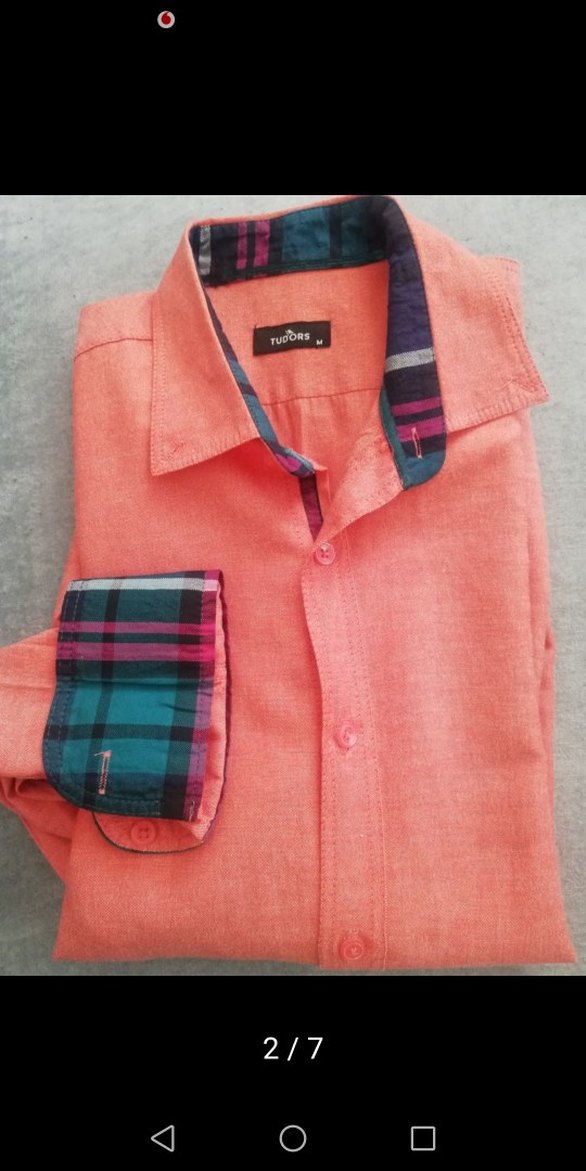 Turuncu Düğmeli Uzun Kollu Erkek Gömlek - Görsel 2