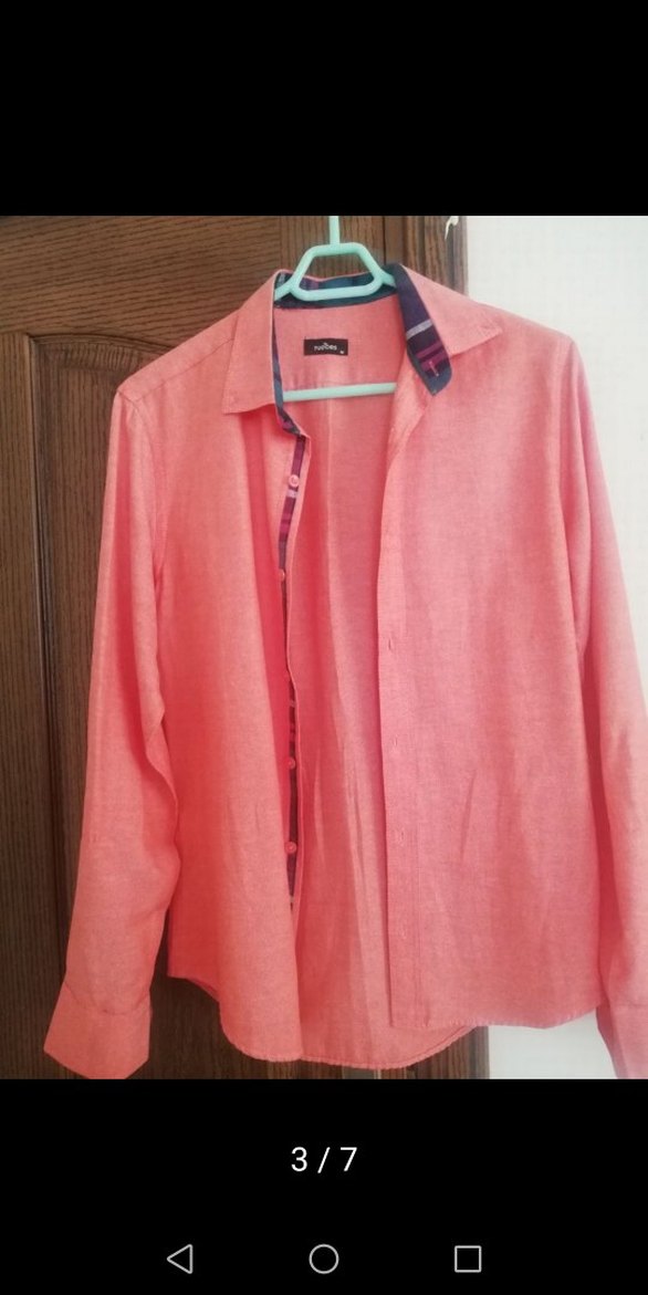 Turuncu Düğmeli Uzun Kollu Erkek Gömlek - Görsel 3