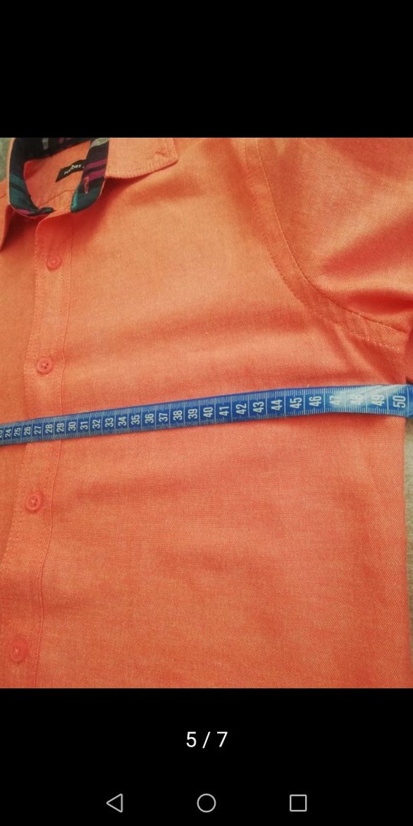 Turuncu Düğmeli Uzun Kollu Erkek Gömlek - Görsel 5