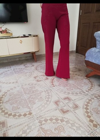 Bordo Kadın Uzun Kumaş Pantolon - Görsel 2