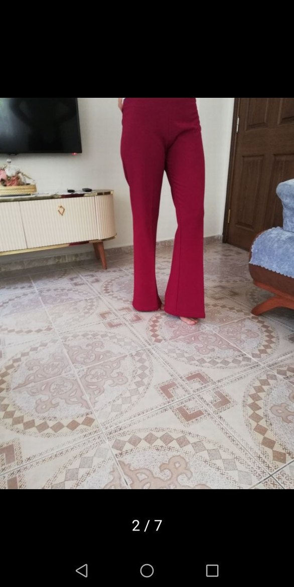 Bordo Kadın Uzun Kumaş Pantolon - Görsel 2