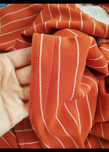 Düğmeli Uzun Kollu Çizgili Kadın Tunik - Görsel 6