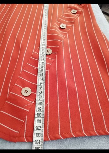 Düğmeli Uzun Kollu Çizgili Kadın Tunik - Görsel 3