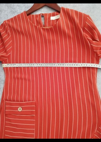 Düğmeli Uzun Kollu Çizgili Kadın Tunik - Görsel 4