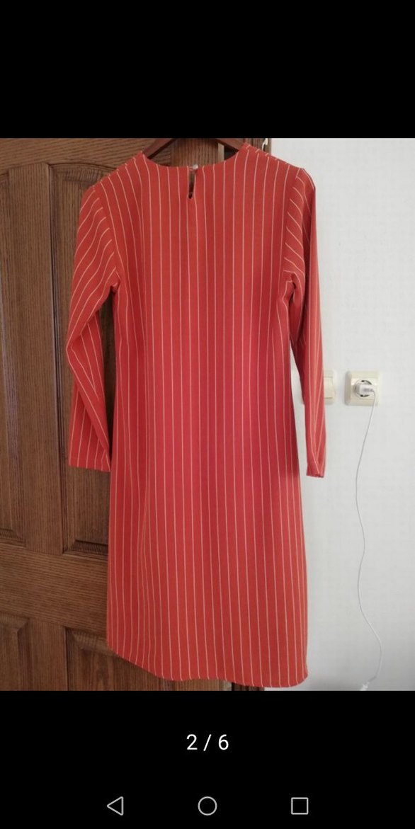 Düğmeli Uzun Kollu Çizgili Kadın Tunik - Görsel 2