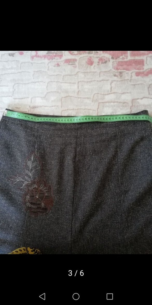 Nakışlı Gri Yün Uzun Etek - Görsel 3