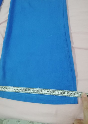 36 Beden mavi Renk Kadın Mavi Midi Kemerli Bol Kesim viskon düşük bel Pantolon