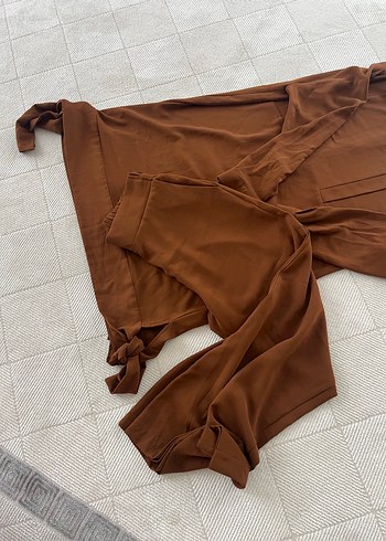 Kahverengi Uzun Kollu Tunik - Görsel 4