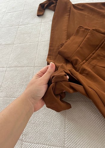 Kahverengi Uzun Kollu Tunik - Görsel 3