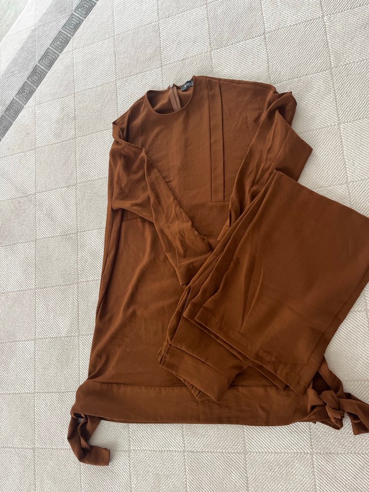 Kahverengi Uzun Kollu Tunik - Görsel 2