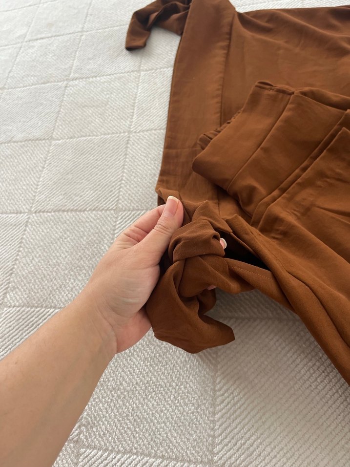 Kahverengi Uzun Kollu Tunik - Görsel 3