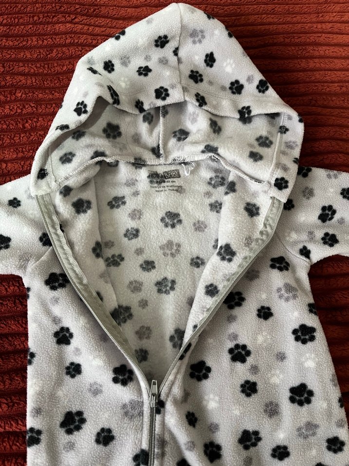 Gri Baskılı Kürklü Bebek Tulumu - Görsel 2