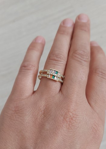 Çelik Boncuk Detaylı Altın Renkli Kadın Yüzük - Görsel 5